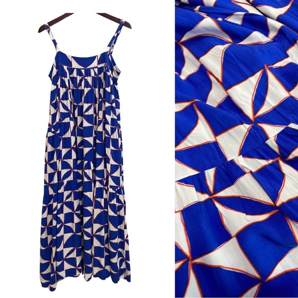 Anthropologie Dresses & Skirts - Abel The Label Anthropologie Geometric Maxi Dress Size L Tiered Sundress